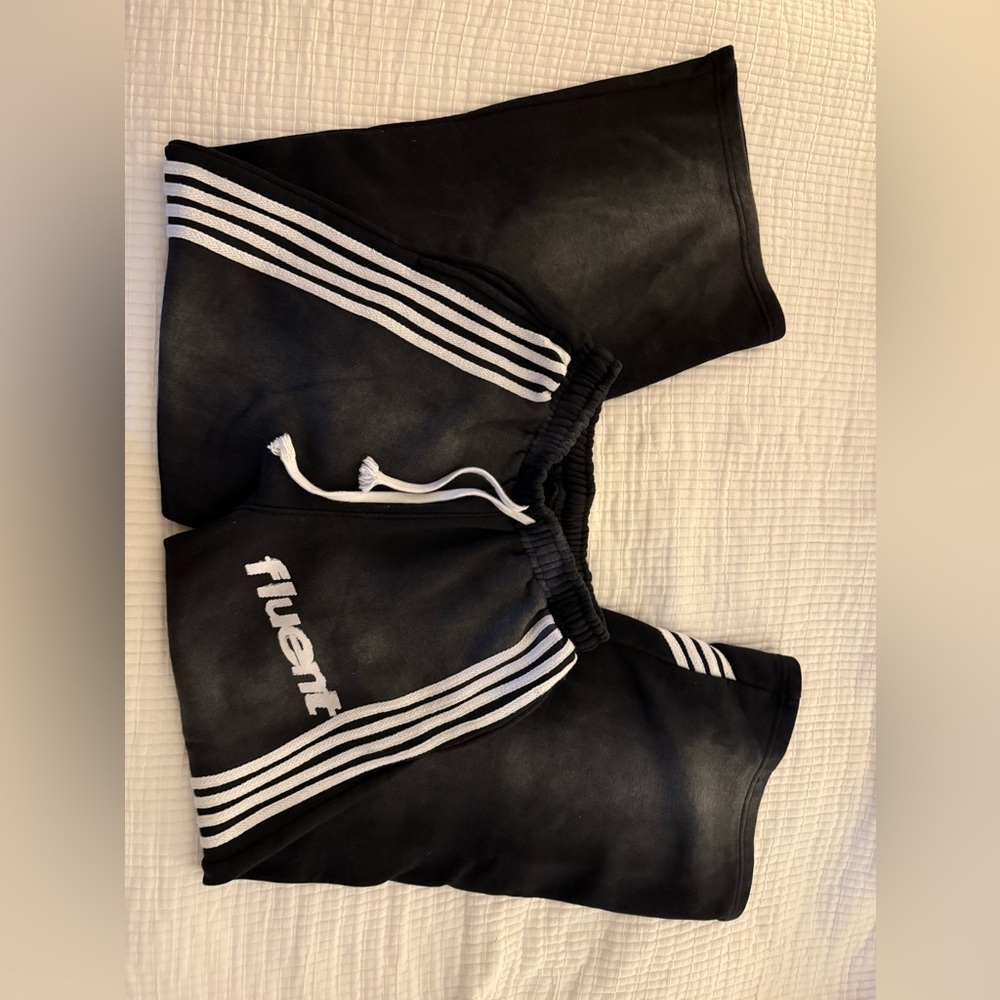 Black Sweatpants with White Stripes